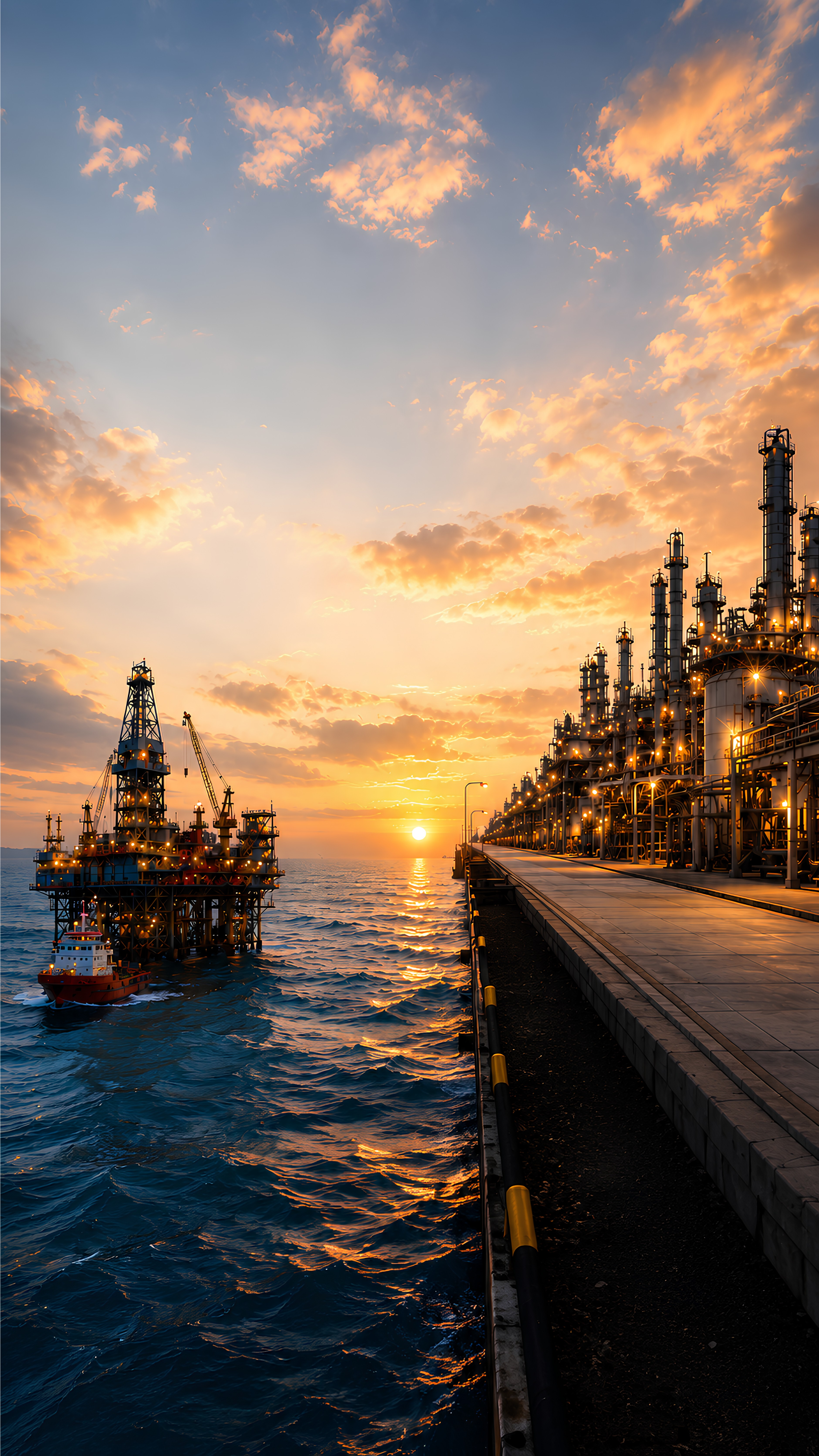 Oil and gas refinery platform mobile background